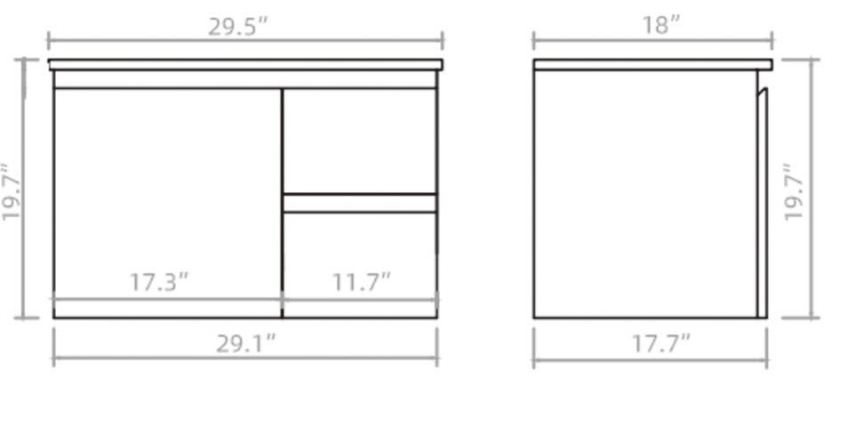 Vanity PVC PF 30 Right WH