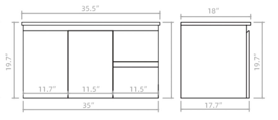 Vanity PVC PF 36 Right LG