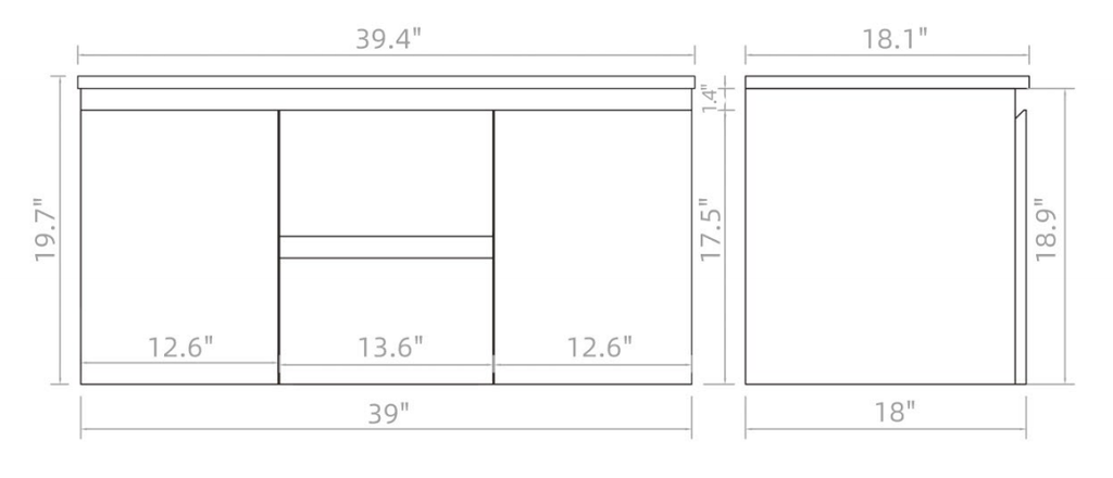 Vanity PVC PF 40 Left