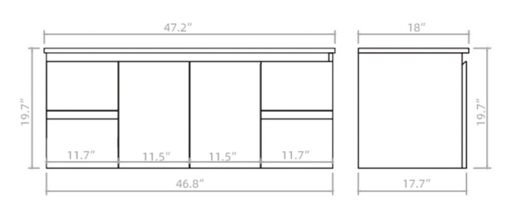 Vanity PVC PF 48 WH