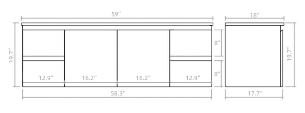 Vanity PVC PF 60 WH Single