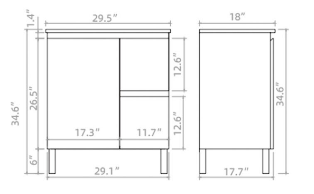 Vanity PVC PF 30 Right LG