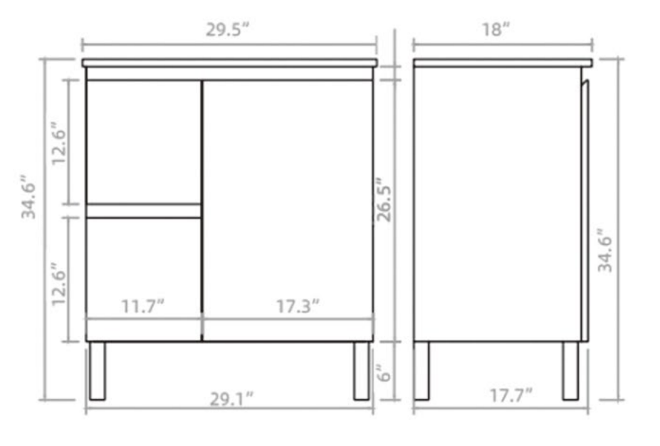 Vanity PVC PF 30 Left LG