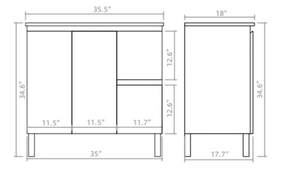 Vanity PVC PF 36 Right LG