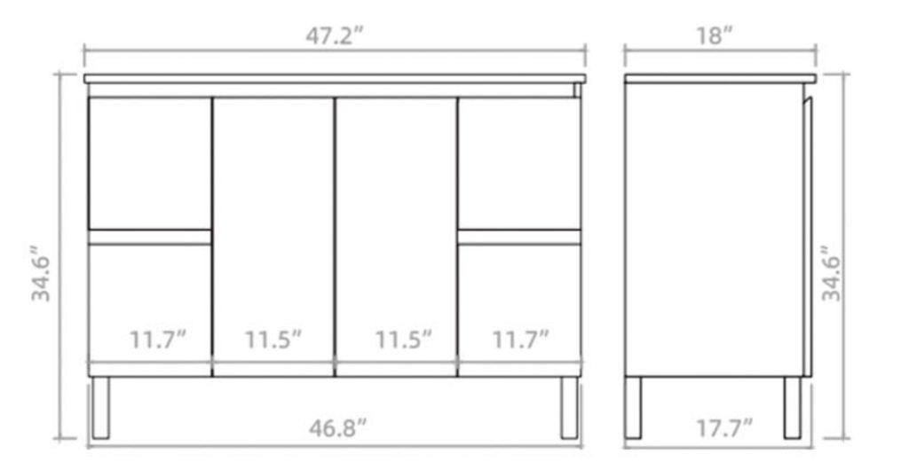 Vanity PVC PF 48 LG