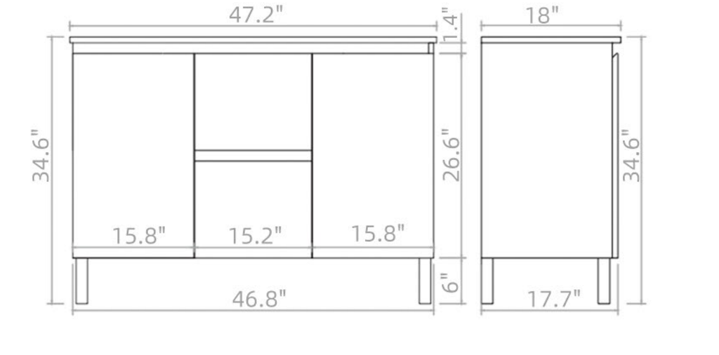 Vanity PVC PFF 48 LG White