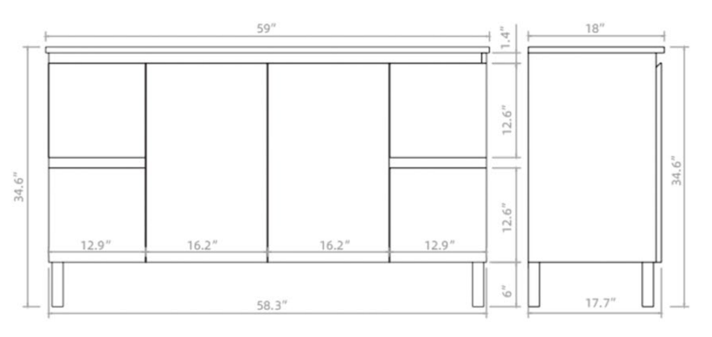 Vanity PVC PF 60 LG Double